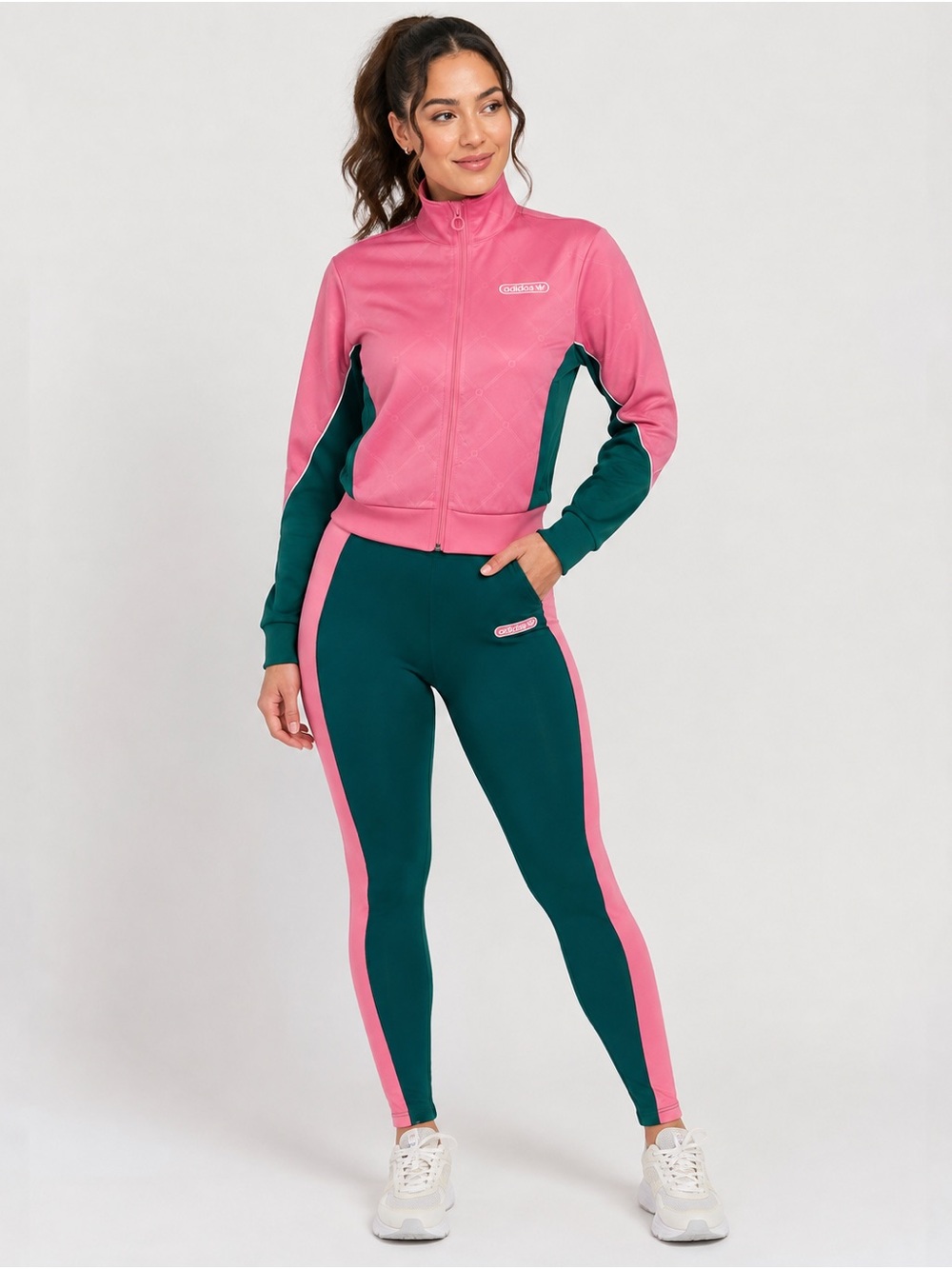 adidas Pink & Green Colorblock Women’s Leggings
